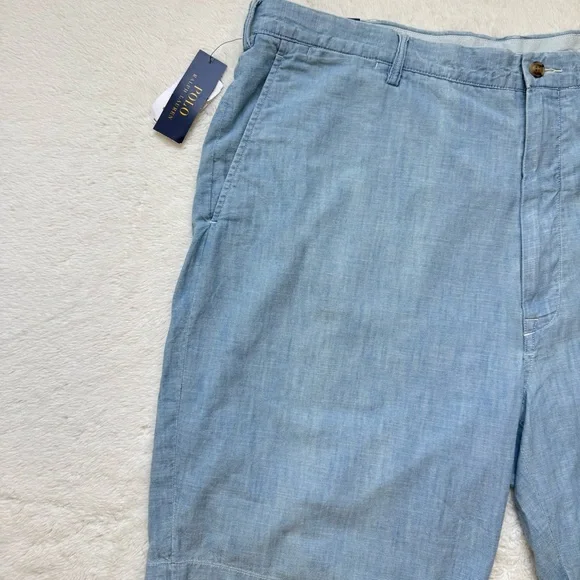 ❌Polo Ralph Lauren Shorts Men’s 42 Tall Blue Chambray Classic Fit 10" Preppy NEW - Picture 2 of 10
